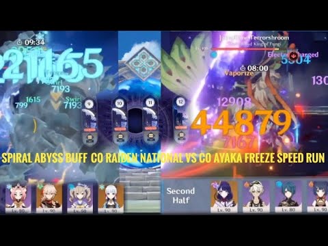 3.0 New Abyss Buff Phase 2- Raiden C0 x C0 Ayaka Floor 12 Speed Run with F2P Play style...