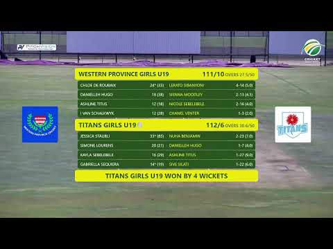 Western Province Girls U19 vs Titans Girls U19 - CSA U19 Girls Week | NWU Ibbies Oval