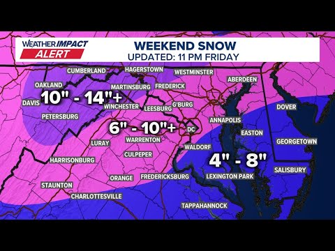 When does the snow start in DC, Maryland and Virginia?