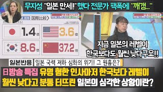 [일본반응] 日방송 특집 유명 혐한 인사마저 한국보다 레벨이 훨씬 낮다고 분통 터뜨린 일본의 심각한 상황이란? 무지성 "일본 만세!"했다 전문가 팩폭에 "깨갱" 일본 국력 위기!