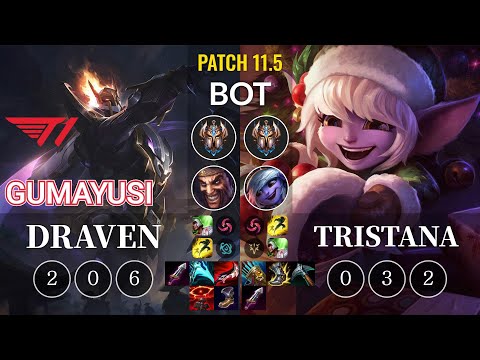 T1 Gumayusi Draven vs Tristana Bot - KR Patch 11.5