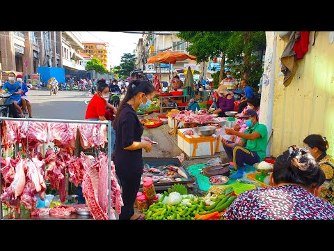 Street Food Tour  - Cambodian Market Food On Sunday Around Psar Kromoun Near Boeng Trabaek Market
