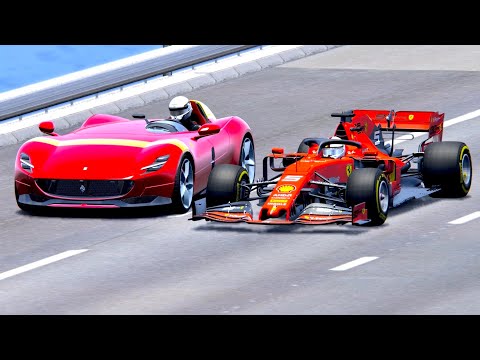 Ferrari Monza SP2 vs Ferrari F1 2019 - Drag Race 20 KM