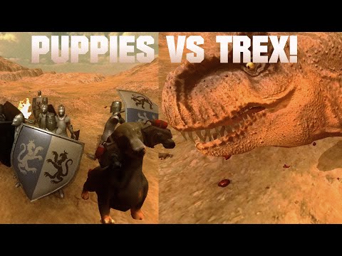 Puppies Army vs TREX and Humans -  Beast Battle Simulator
