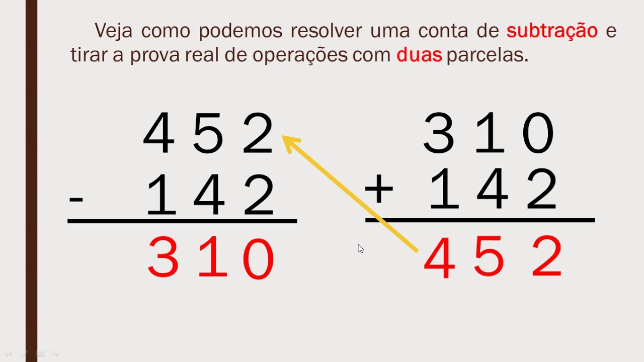 Matemática - Prova real da adição e da subtração - 4º Ano