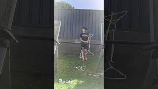 Bowie Coat hanger Trick Shot - Kids challenge insane Hanger Trick shot