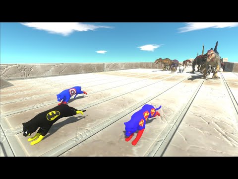 Race to eat Batman, Captain America & Superman Tigers - Animal Revolt Battle Simulator