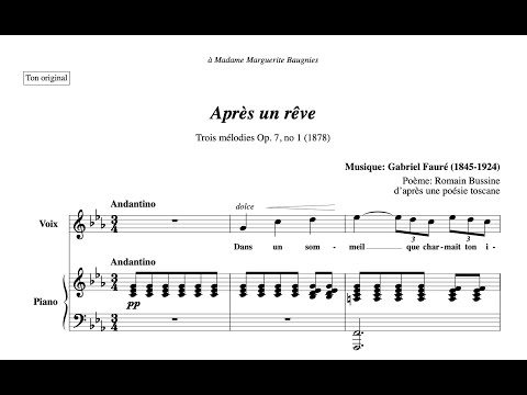 Apres un reve (G. Faure) - C Minor Piano Accompaniment - Karaoke