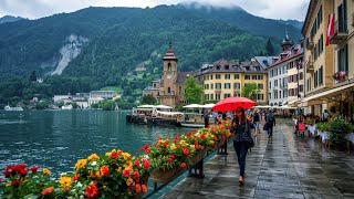 Lugano Switzerland🇨🇭Cloudy Walking In Most Charming City _ Lake Lugano
