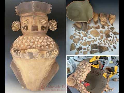 Pre-Columbian Chancay jar restoration video