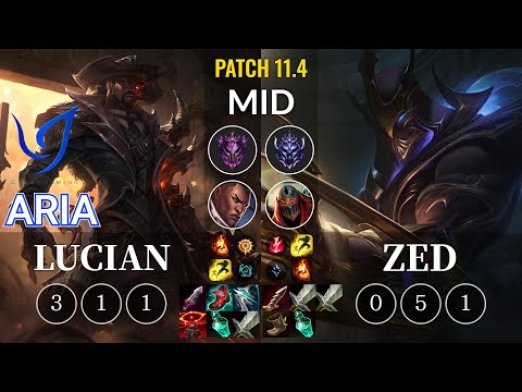 CGA Aria Lucian vs Zed Mid - KR Patch 11.4