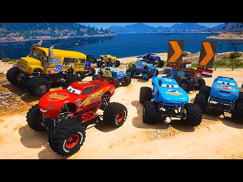 Race Crazy Cars Monster Trucks - McQueen Monster Truck Mater Miss Fritter The King Cruz Ramirez