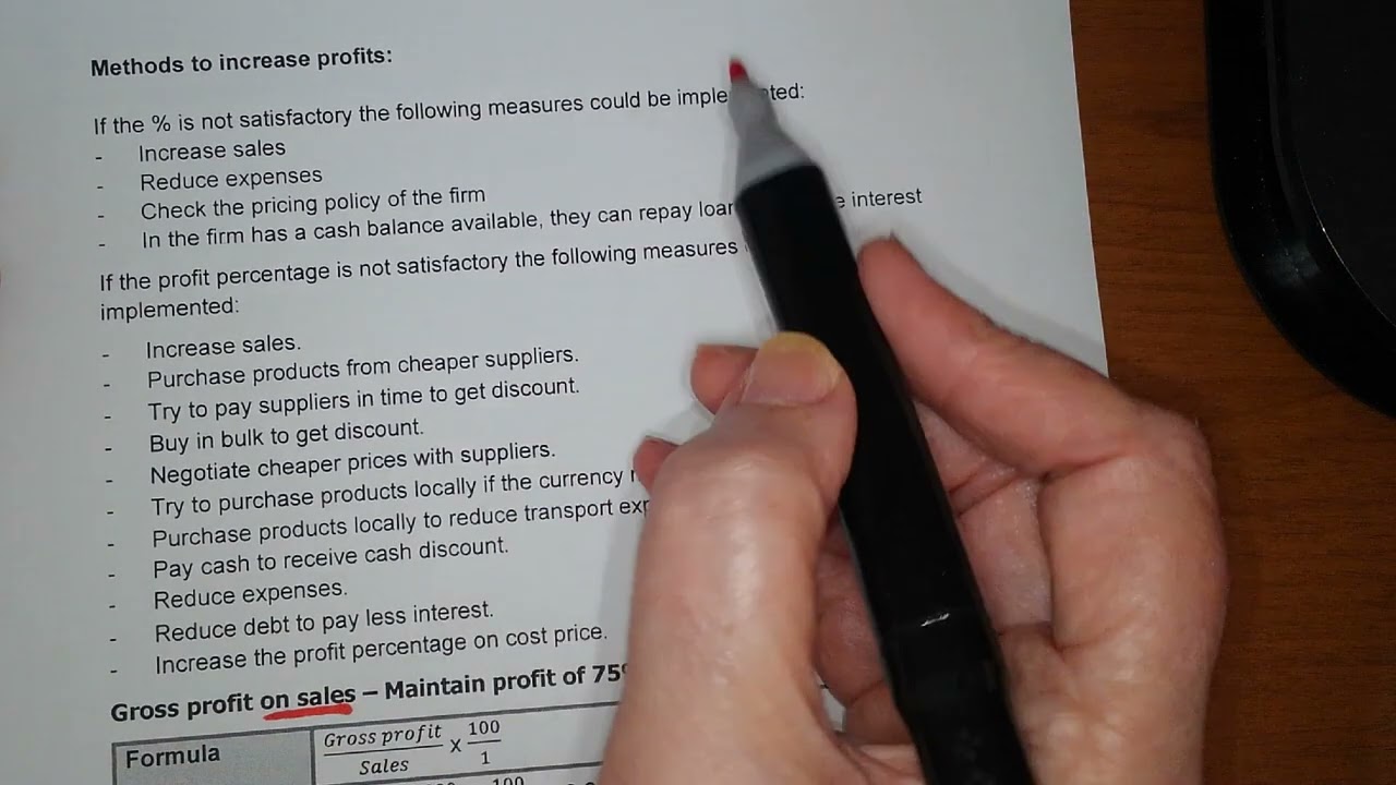 3. Theory and calculation on the gross profit on sales