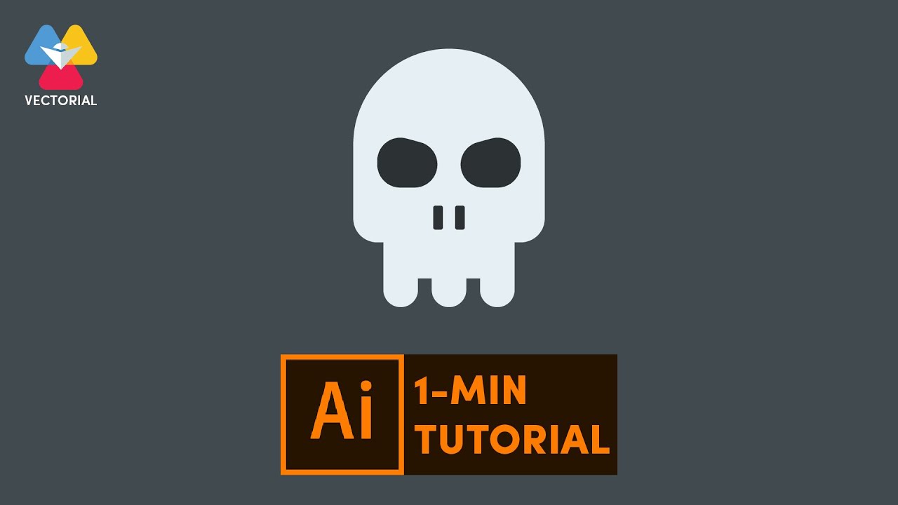 Skull tutorial in Adobe Illustrator - 1 minute tutorial for beginner