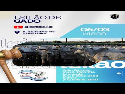 LEILÃO ALBERTO e MARTINS 06/03/2026 AS 18:00 hs em Cachoeira Alta Go.