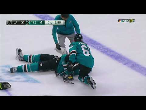 Jeff Carter called for high-sticking after hit on Logan Couture.