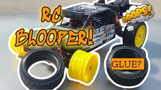 RC blooper. What happens when your RC tires are NOT glued...