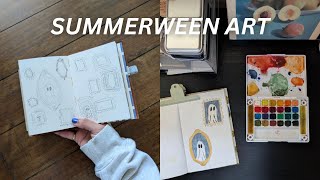 ART VLOG | from ideation to painting some spooky art!