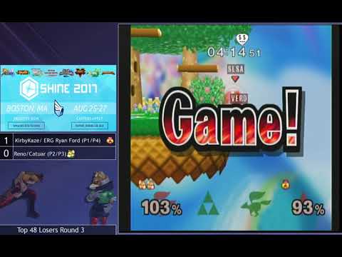 Shine 2017 SSBM - Ryan Ford/KirbyKaze (Red) vs. Reno/Cactuar (Green) - Melee Doubles Top 48 LR4