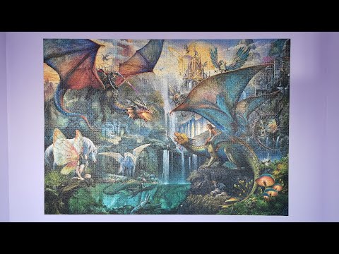 Ravensburger 9000 Magical Dragon Forest - time-lapse of putting together a 9120-piece jigsaw puzzle