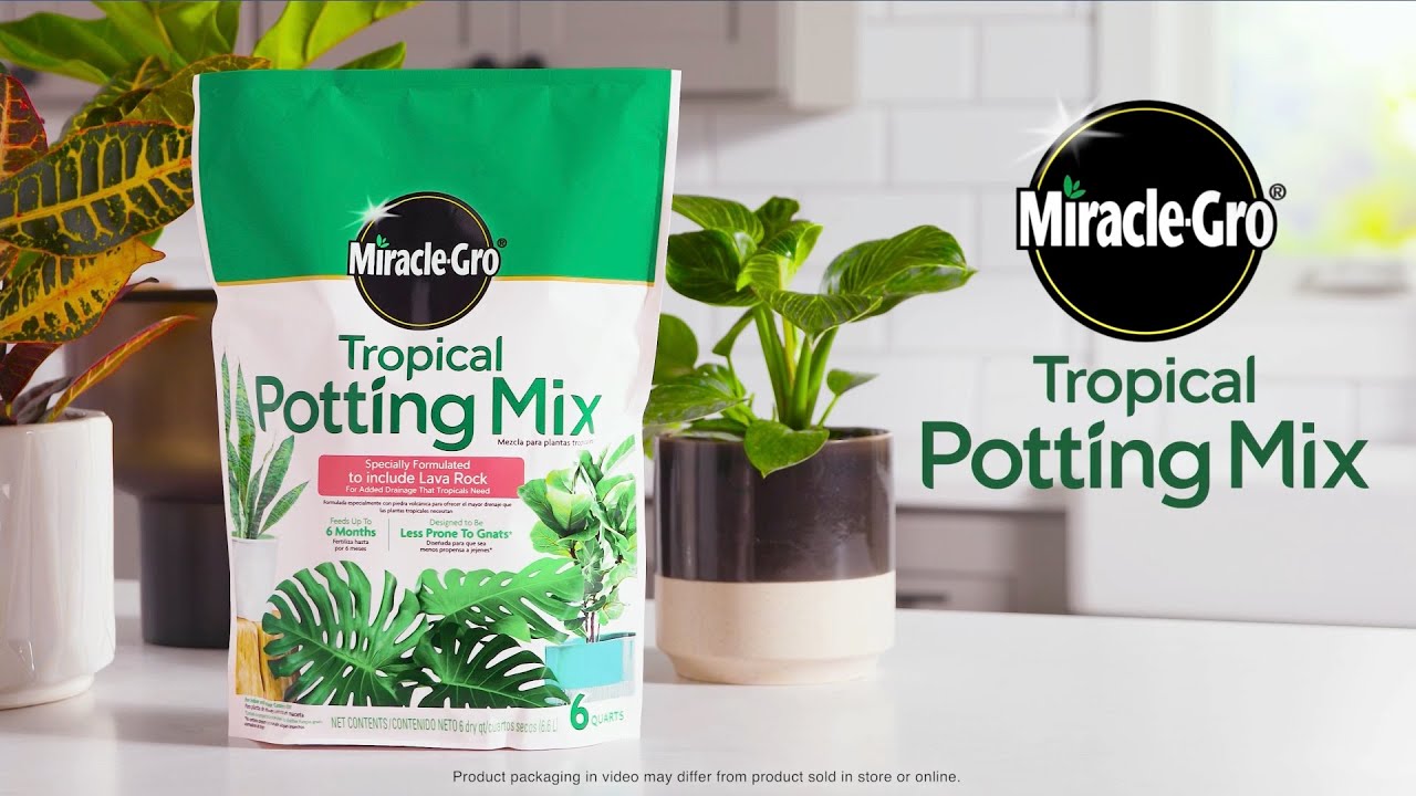 Watch video How To Use Miracle-Gro® Tropical Potting Mix Now How To Use Miracle-Gro® Tropical Potting Mix