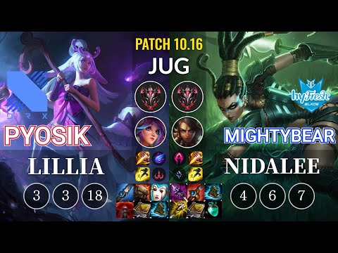 DRX Pyosik Lillia vs hyF Mightybear Nidalee Jungle - KR Patch 10.16