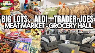 BIG LOTS, ALDI, TRADER JOES, MEAT MARKET & MEAL PLAN - GROCERY HAUL, FALL SHOP W/ US & BRO NEW COUCH