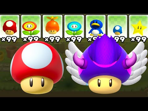 What happens if a Mushroom and Dark Poison Mushroom use Marios Power-Ups?
