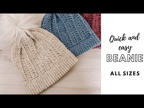 Crochet Beanie Hat Quick and Easy ALL SIZES