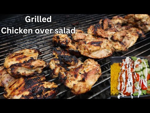 Grilled Chicken over salad and rice New York halal cart style 1