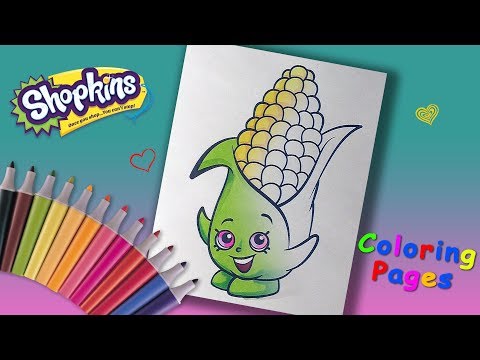 Shopkins Corny Cob Coloring Pages for children. How to coloring Shopkins Corny Cob