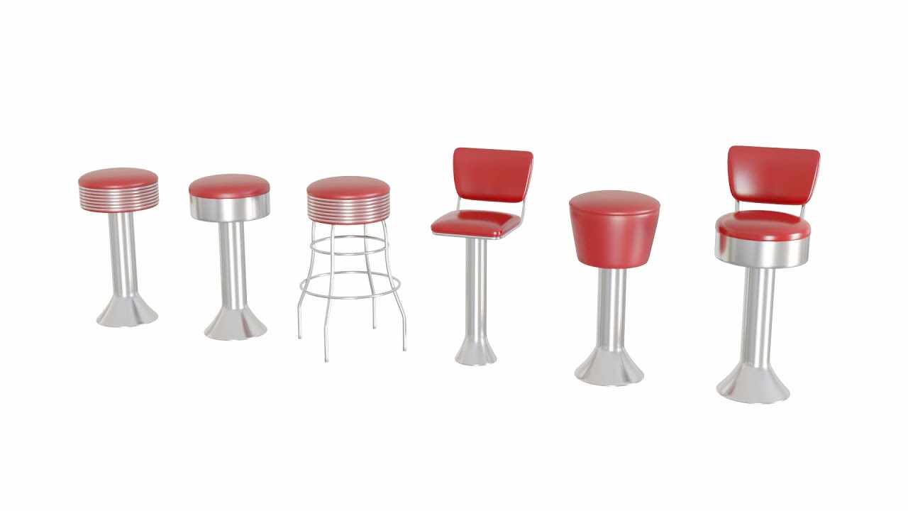 Retro Bar Stool Collection 3D Model