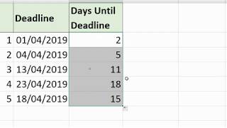 Number of Working Days until Deadline - Excel Formula