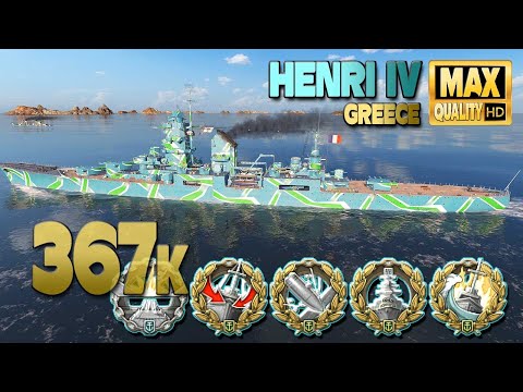 Cruiser Henri IV: 367k on map Greece - World of Warships