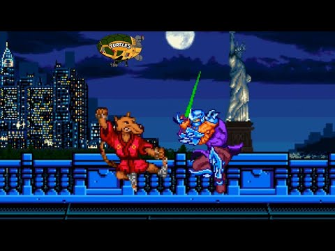 Teenage Mutant Ninja Turtles: Tournament Fighters - Splinter beats Shredder in Waterfront Stage!