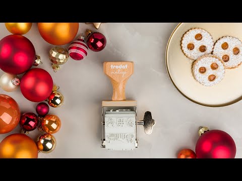 Trodat - Kit Vintage avec 6 textes, 1 tampon encreur de 3 couleurs différentes et 12 étiquettes