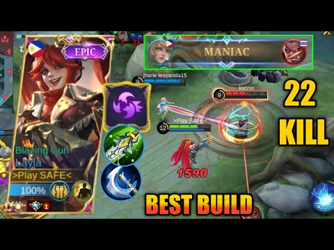 22 KILLS + MANIAC!! LAYLA BEST BUILD 2022 - BUILD TOP GLOBAL LAYLA ~ MLBB
