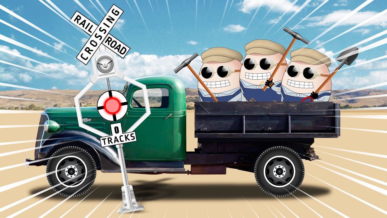 【踏切アニメ】昔のアメリカで踏切カンカン 😂😂😂 US Wig Wag Railroad Crossing Cartoon