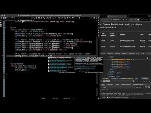 How To Assert Table Content Tutorial Selenium Testng Java