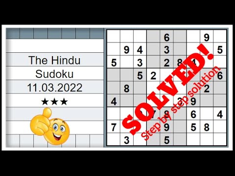 🔊How to Solve The Hindu 3 Star Sudoku for Beginners | 11.03.2022