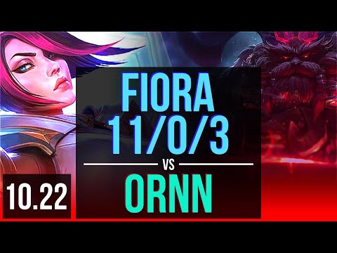 FIORA vs ORNN (TOP) | 11/0/3, Legendary, 900K mastery, 300+ games | EUW Grandmaster | v10.22