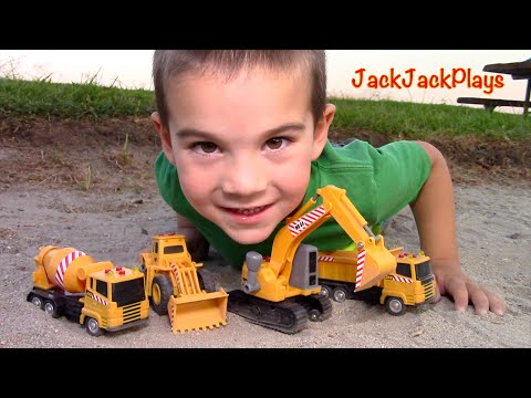 Construction Vehicles toys for kids: Toy UNBOXING - MB Excavator Dump Truck Cement Mixer Loader