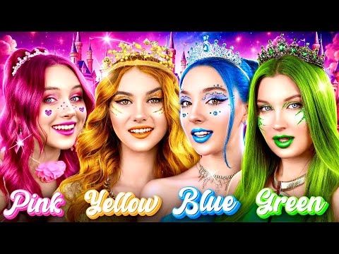 Ragazza rosa vs giallo vs blu vs verde! Facciamo a gara per la corona reale!