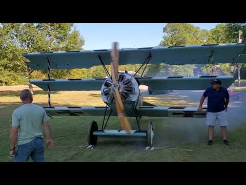 Fokker Dr.1 with 80 Le Rhone - First Engine Run