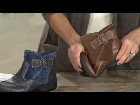 Earth Origins Leather & Suede Ankle Boots w/ Buckle - Dayton on QVC