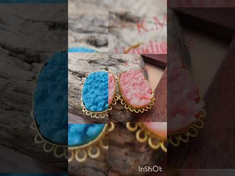 Colorful Crystal Geode Coasters Brass Earrings