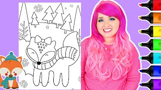Coloring a Cute Winter Fox Coloring Page | Winter Animals Coloring Videos | Ohuhu Art Markers