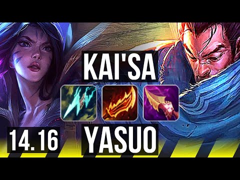 KAI'SA & Rell vs YASUO & Leona (ADC) | 13/1/7, Legendary | EUW Master | 14.16