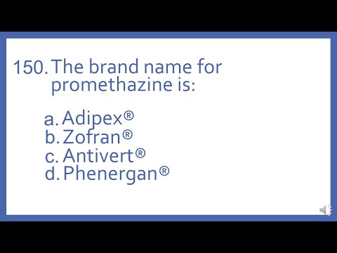 Top 200 Drugs Practice Test Question - The brand name for promethazine is (PTCB NAPLEX NCLEX Prep)
