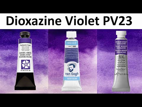 Dioxazine Violet PV23 Watercolor Comparison - Daniel Smith, Winsor & Newton, VanGogh